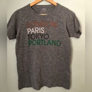 J.Crew Gray Graphic T-Shirt London Paris Tokyo Portland Graphic Women XS